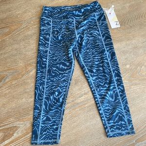 New z by Zella girls sz l m 8/10 10/12 high waist crop leggings the daily blue